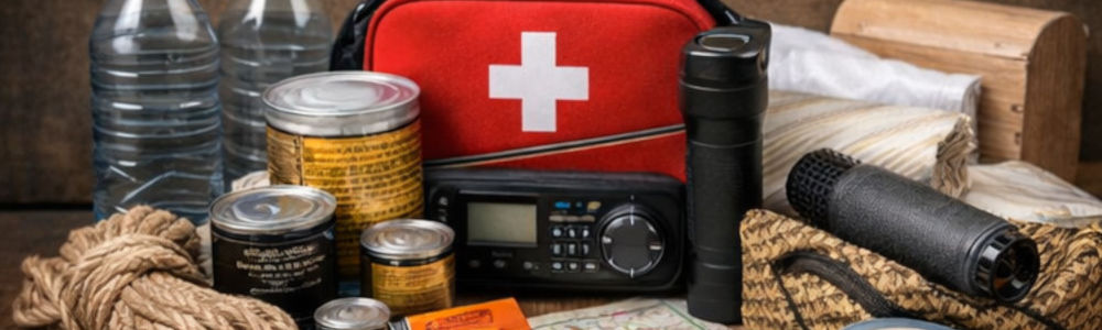 Basis noodpakket met water, voedsel en noodradio