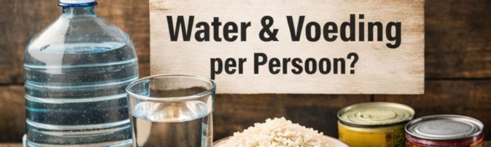 Essentiële onderdelen van een noodpakket overzichtelijk bij elkaar